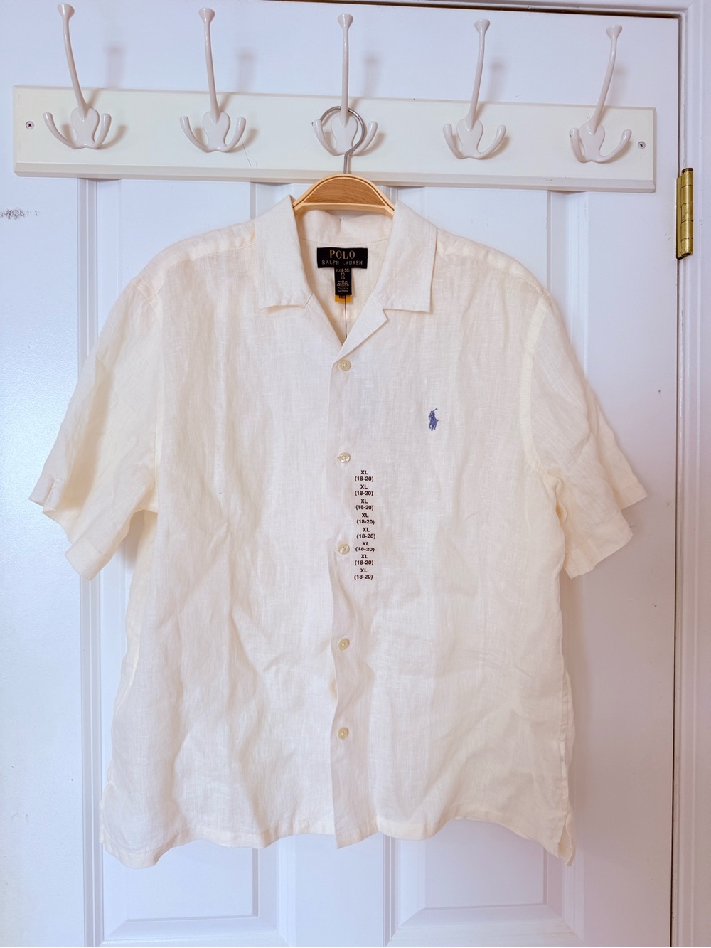 Polo by Ralph Lauren Cream Short Sleeve Linen Button-Down Shirt big kids 18-20XL